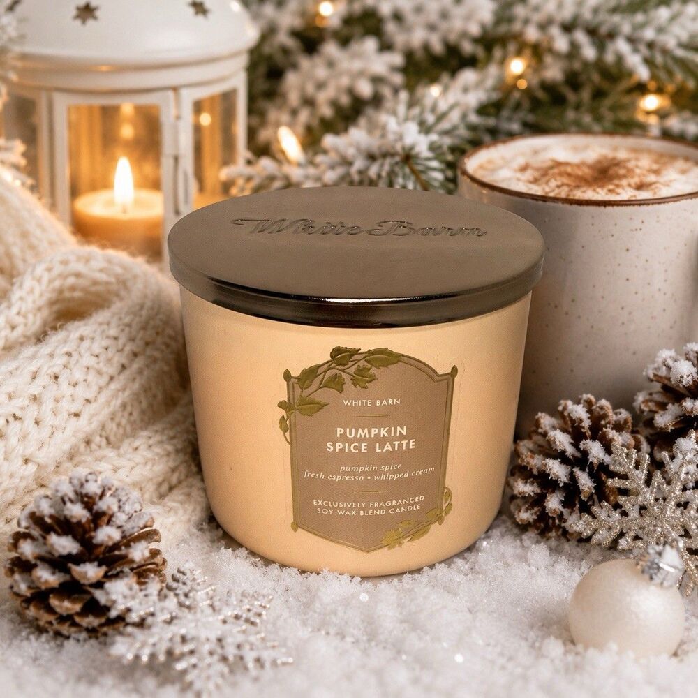 Bath & Body Works PUMPKIN SPICE LATTE 3- Wick Candle Never Been Used!